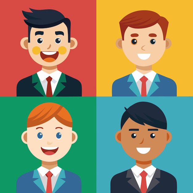 Vector four smiling men in suits