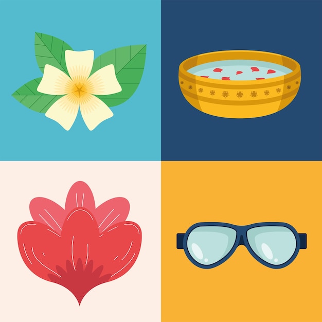 Four songkran festival icons