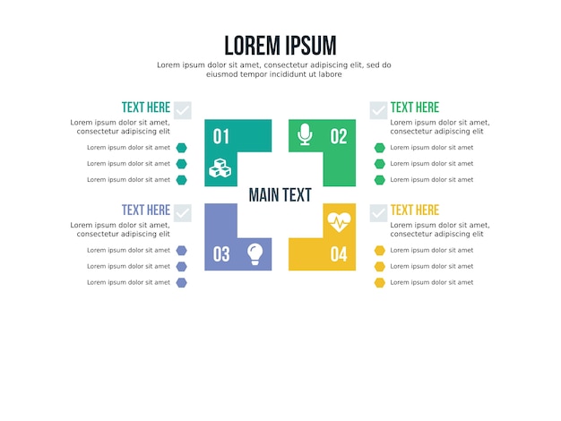 four square infographic element and presentation template