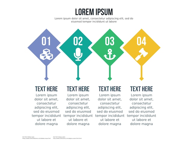 four square infographic element and presentation template