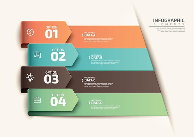 Four step gradient realistic colorful step timeline infographic template design