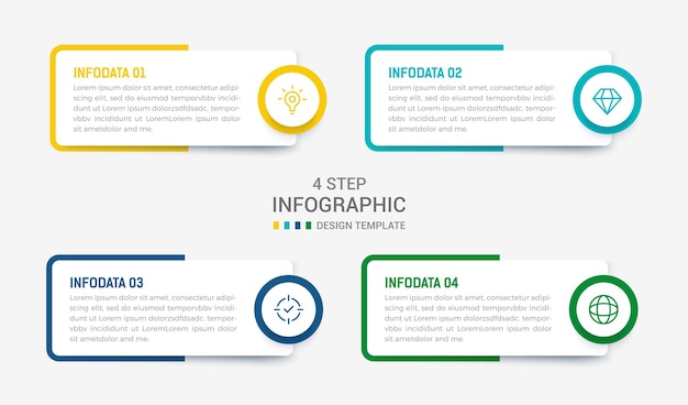 Vector four step infographic element design vector template for presentation process diagram and presentations step workflow layout banner flow chart info graphic vector illustration