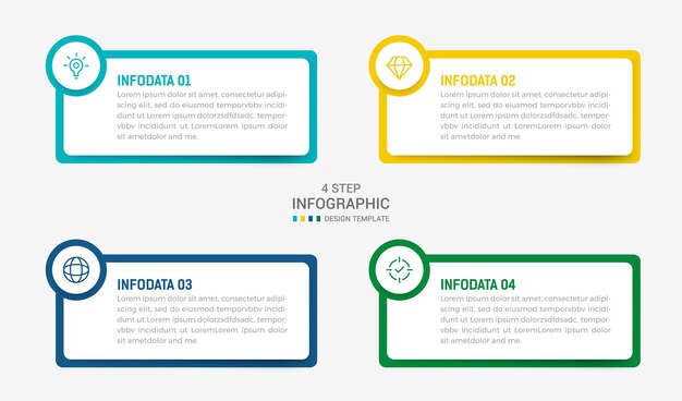 Vector four step infographic element design vector template for presentation process diagram and presentations step workflow layout banner flow chart info graphic vector illustration