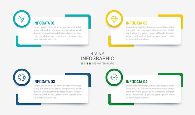 Vector four step infographic element design vector template for presentation process diagram and presentations step workflow layout banner flow chart info graphic vector illustration