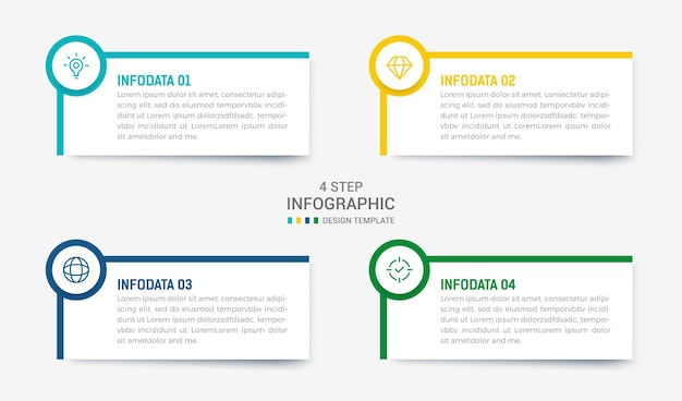 Vector four step infographic element design vector template for presentation process diagram and presentations step workflow layout banner flow chart info graphic vector illustration