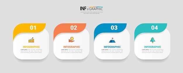 Four steps business infographics template vector.