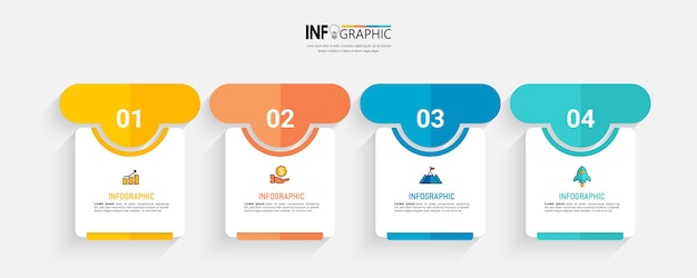 Four steps business infographics template vector.