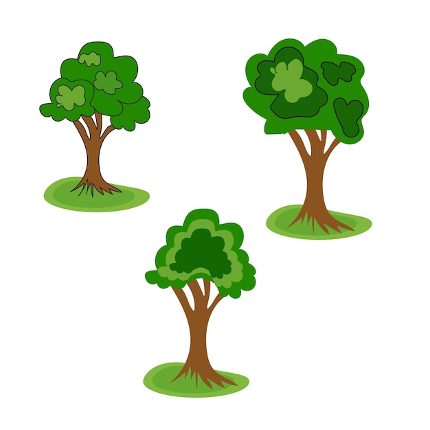 Four trees on a white background