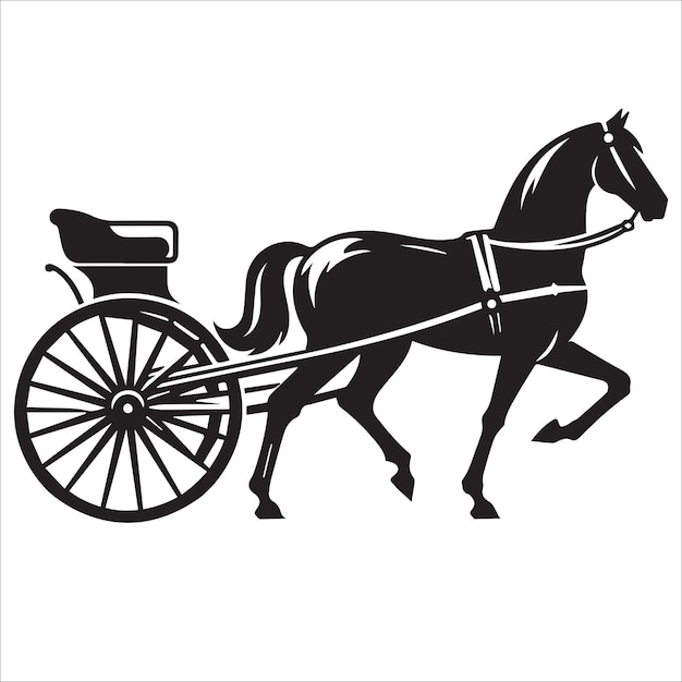 Four Wheeled Horse Carriage silhouette on a white background