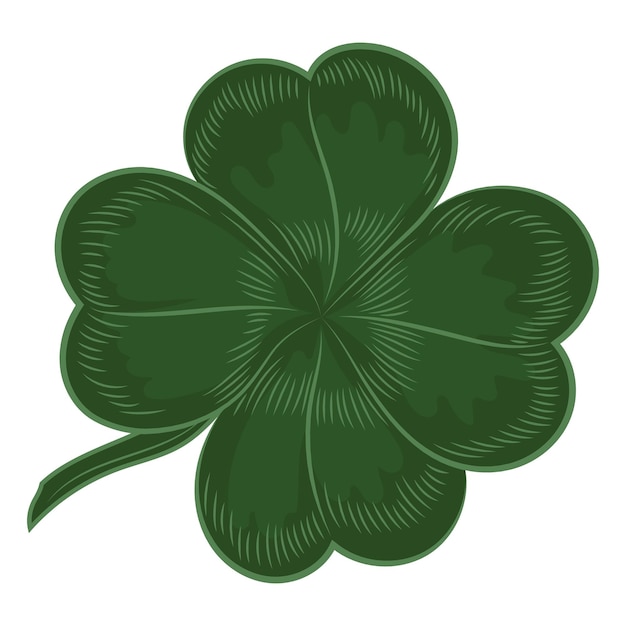 Fourleaf clover in vintage retro style Irish symbol for the feast of St Patrick