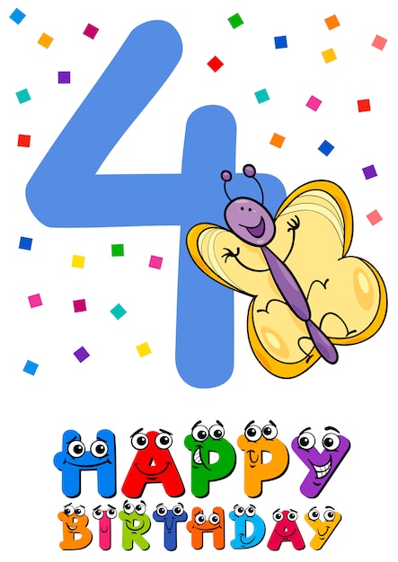 fourth birthday cartoon card