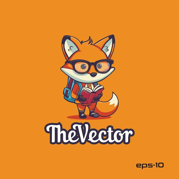 Fox back to school logo vector mascot character cartoon illustration