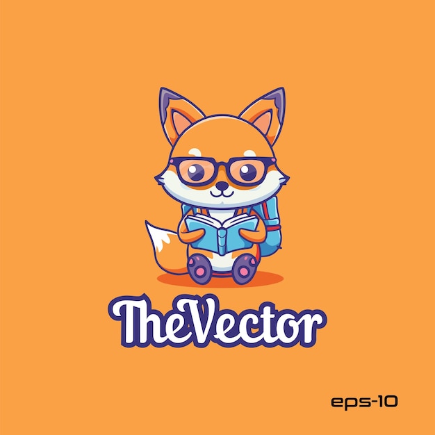 Fox back to school logo vector mascot character cartoon illustration