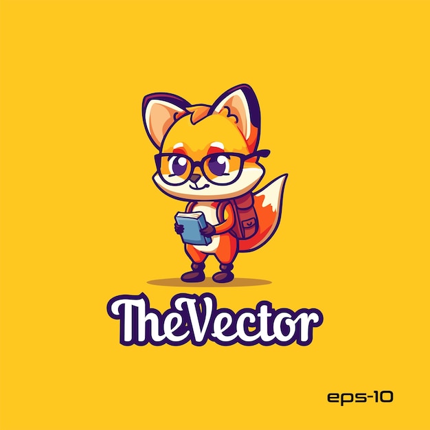 Vector fox back to school logo vector mascot character cartoon illustration