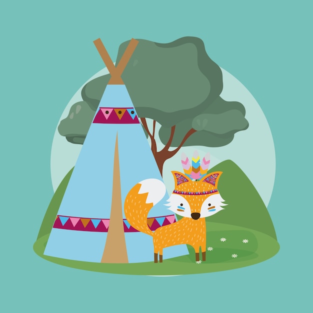 Fox camping in the forest