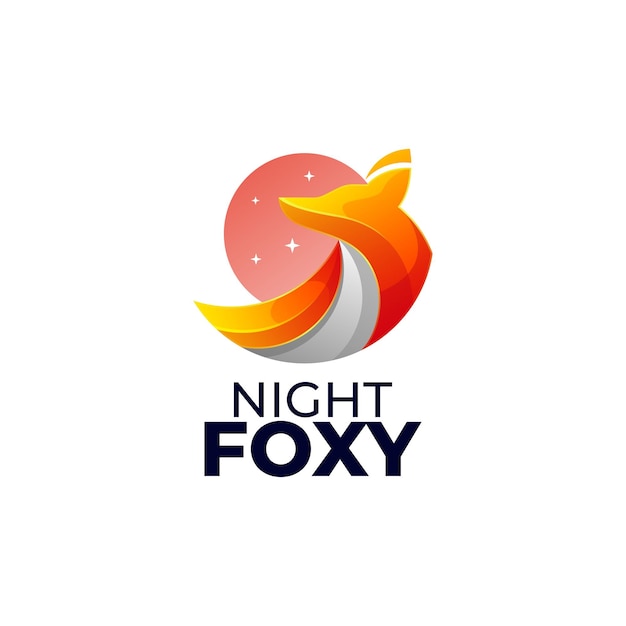 Fox colorful gradient with moon and stars