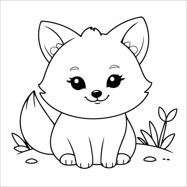 Fox Coloring Page Drawing For Kids