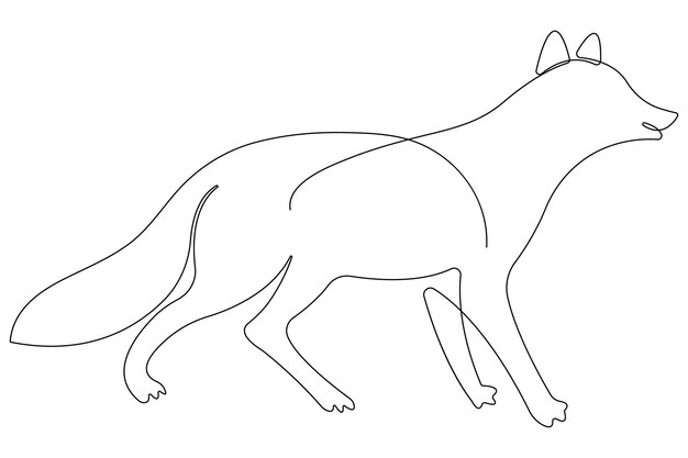 Vector fox continuous one line drawing vector illustration