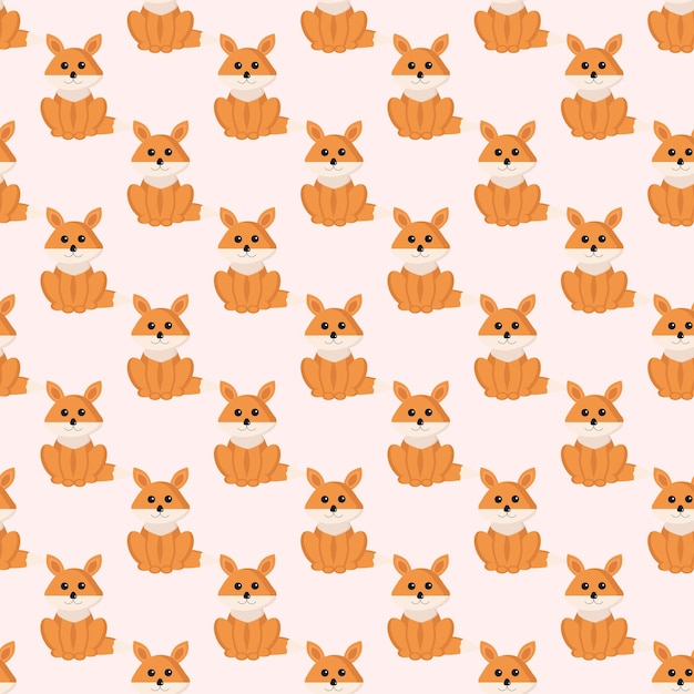 Fox cub pattern on pink background