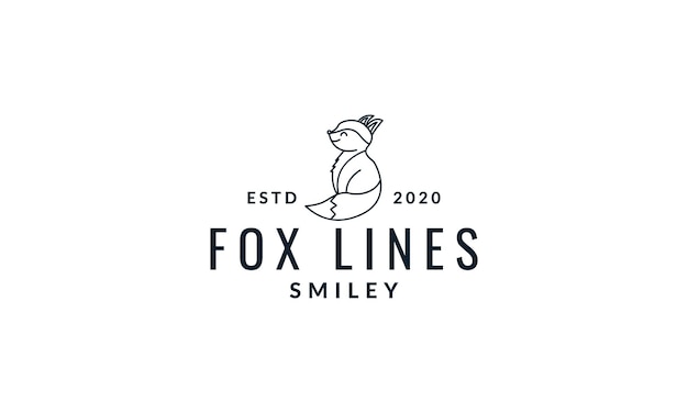 Fox cute cartoon side view line logo icon vector illustration