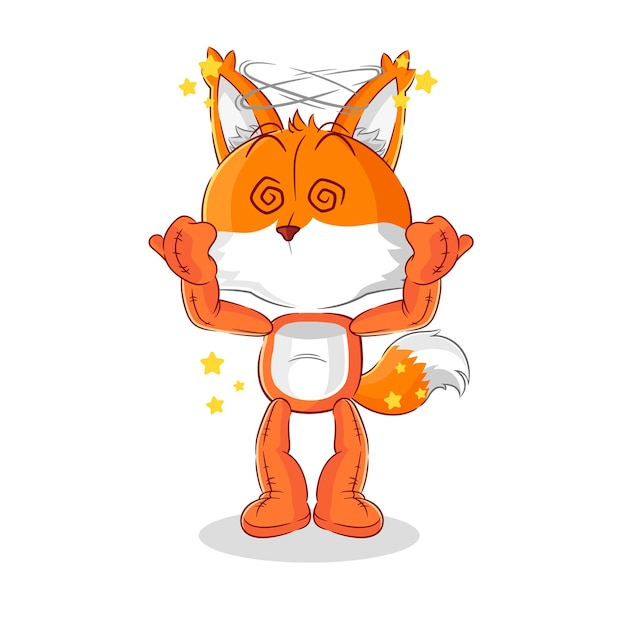 Fox dizzy head mascot cartoon vector