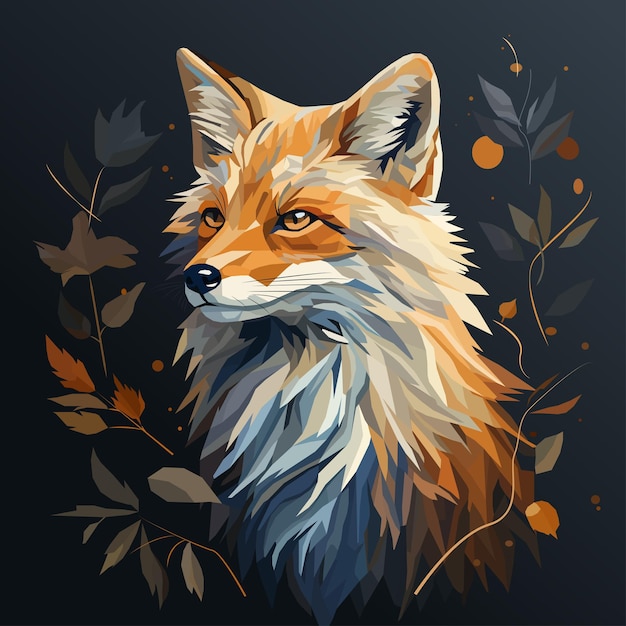 fox in geometric style with abstract background