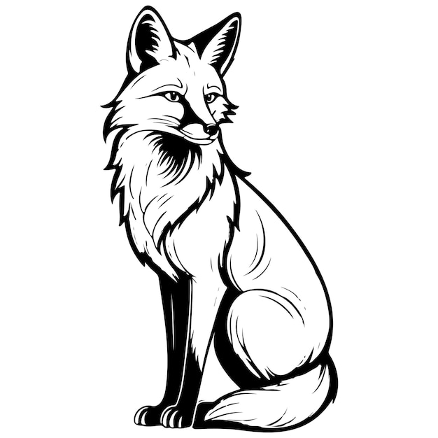 Vector fox of hand drawn line illustration transparent background