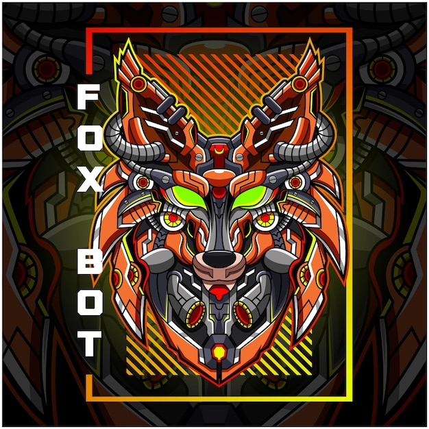 fox head robot esport mascot logo