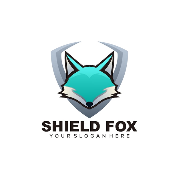 fox head shield colorful logo illustration vector design