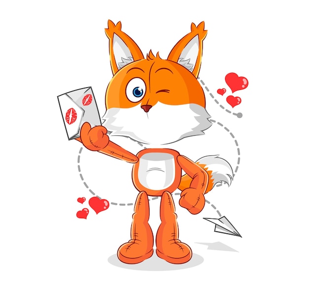 Fox hold love letter illustration character vector