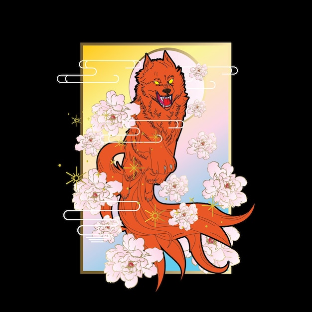 fox illustration with japanese style for kaijune event