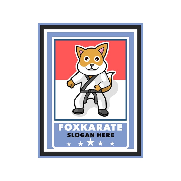 Fox karate mascot badge logo illustration