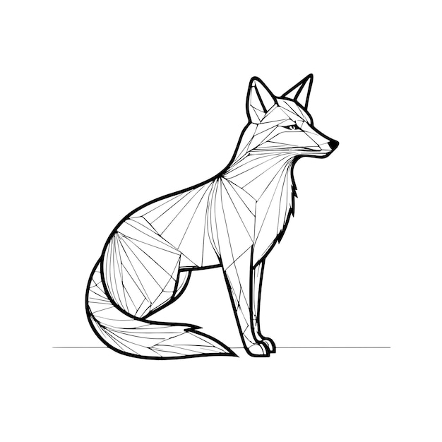 Vector fox line art vector illustration