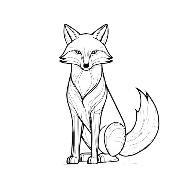 Vector fox line art vector illustration