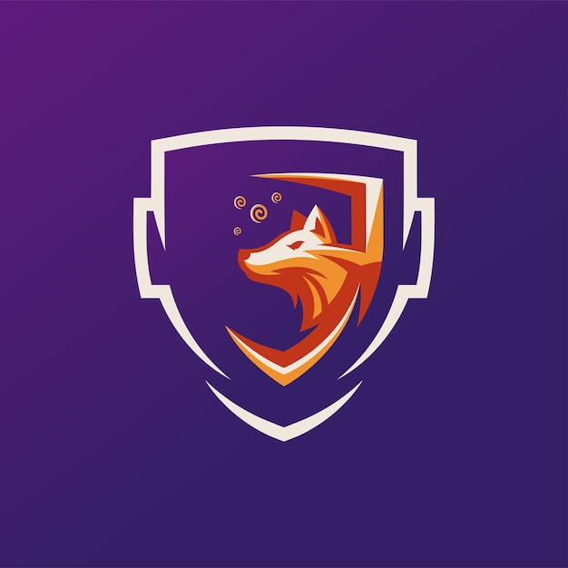 fox logo design in shield