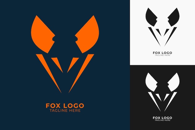 Fox logo minimalist design. modern shape unique head fox logo design