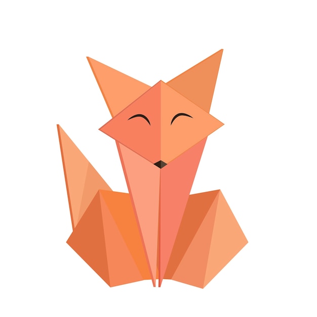 Fox logo in origami style. Origami fox.