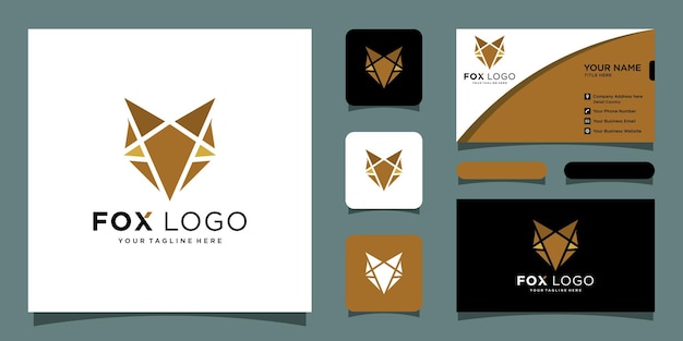 Fox logo vector, Fox icon with business card design premium vector Premium