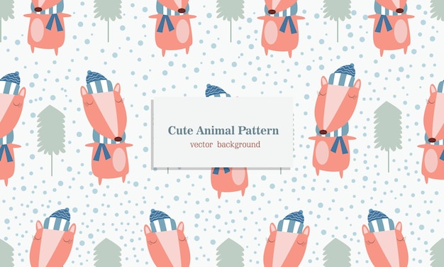 Fox mammal animal seamless pattern background in forest