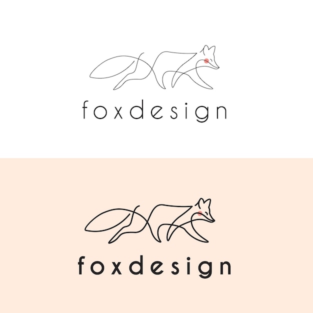 Fox monoline line art vector logo template