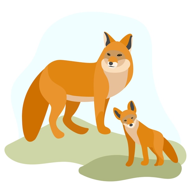 Fox mother and child