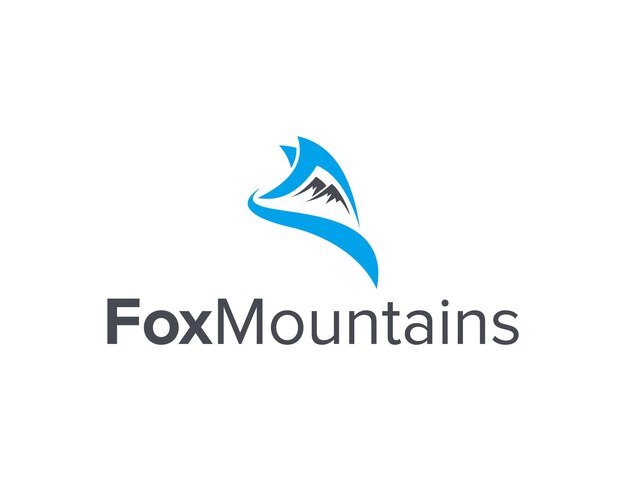 fox and mountains simple sleek creative geometric modern logo design