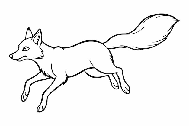 Vector fox outline vector illustration isolated on white background