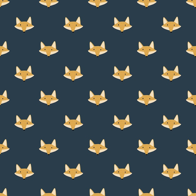 Fox pattern seamless in freehand style. Head animals on colorful background. Vector illustration for textile prints, fabric, banners, backdrops and wallpapers.