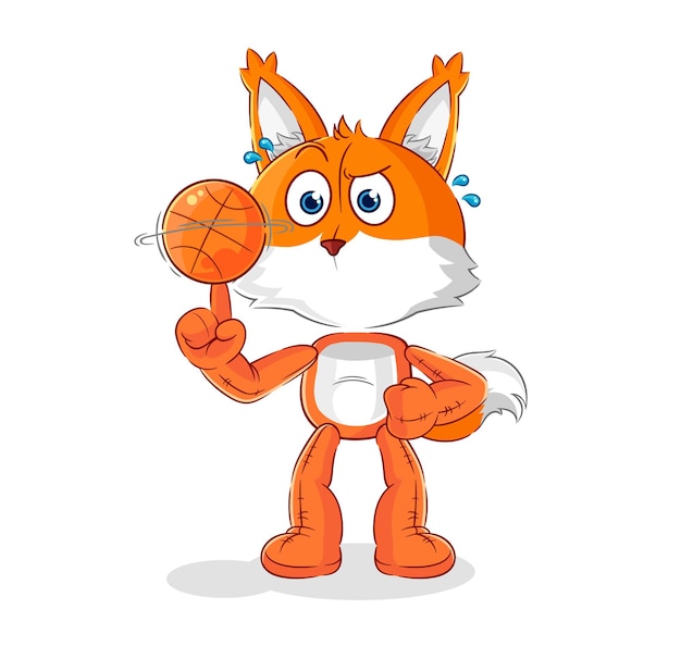 Fox playing basket ball mascot cartoon vector