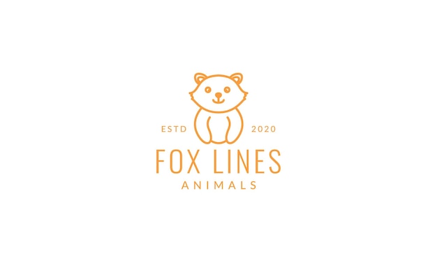 Fox or raccoon line smile cute cartoon logo vector illustration design