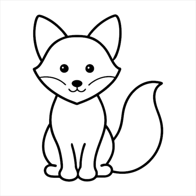 Vector fox sitting line in art