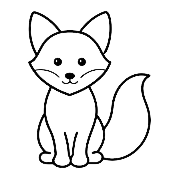 Vector fox sitting line in art