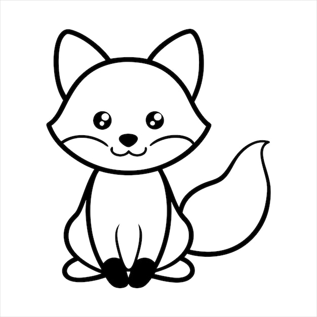 Vector fox sitting line in art