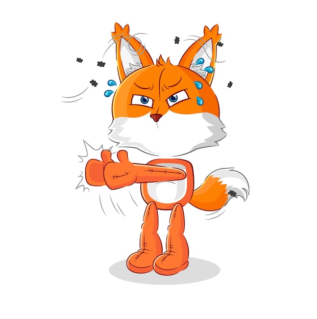 Fox swat fly character cartoon mascot vector